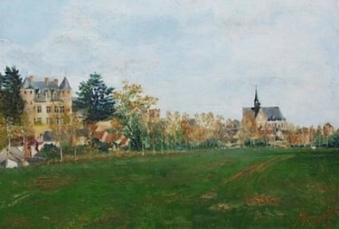 Painting titled "panorama de Montrés…" by Aantz, Original Artwork
