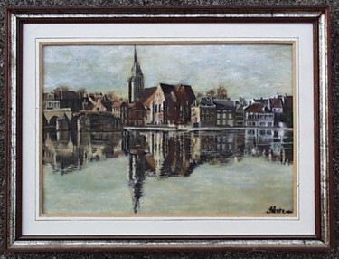 Pintura intitulada "Pont sur Yonne" por Aantz, Obras de arte originais