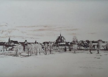 Peinture intitulée "panorama d'Orléans" par Aantz, Œuvre d'art originale