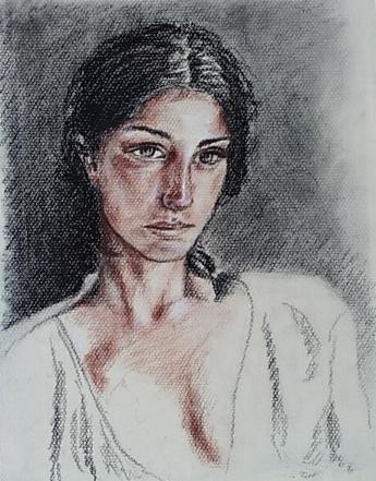 Drawing titled "jeune Kabyle" by Aantz, Original Artwork