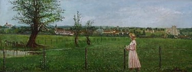 Painting titled "panorama de Falaise" by Aantz, Original Artwork