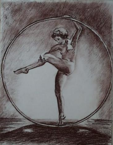 Dessin intitulée "la danseuse au cerc…" par Aantz, Œuvre d'art originale