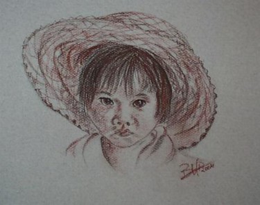 Painting titled "fillette vietnamien…" by Aantz, Original Artwork