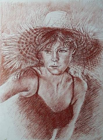 Drawing titled "le chapeau de paille" by Aantz, Original Artwork