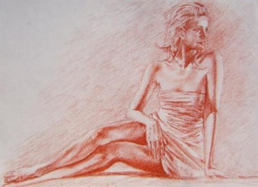 Drawing titled "femme assise" by Aantz, Original Artwork