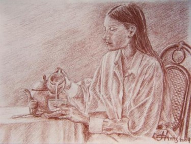 Drawing titled "le petit déjeuner" by Aantz, Original Artwork