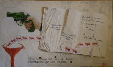 Collagen mit dem Titel "livre blanc" von Aantz, Original-Kunstwerk