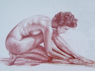 Disegno intitolato "nu de profil" da Aantz, Opera d'arte originale