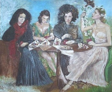 Painting titled "Les saisons jouant…" by Aantz, Original Artwork, Oil