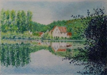 Peinture intitulée "étang de la corroie…" par Aantz, Œuvre d'art originale