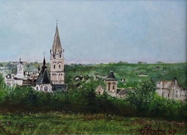 Peinture intitulée "panorama lochois (p…" par Aantz, Œuvre d'art originale