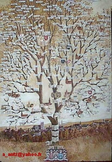 Pittura intitolato "arbre généalogique" da Aantz, Opera d'arte originale