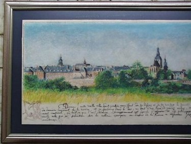 Ζωγραφική με τίτλο "vue de Dinan avec t…" από Aantz, Αυθεντικά έργα τέχνης