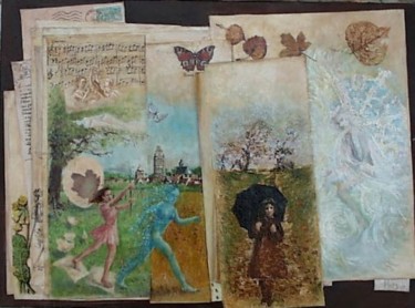 Collages intitulée "quatre feuillets su…" par Aantz, Œuvre d'art originale