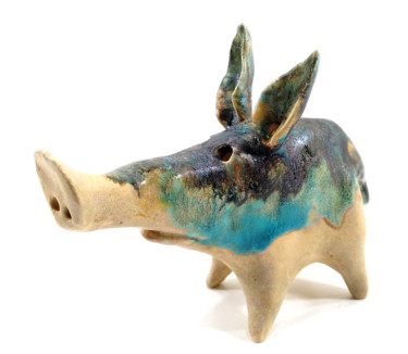 Scultura intitolato "PIGGY XXI" da Aare Freimann, Opera d'arte originale, Ceramica