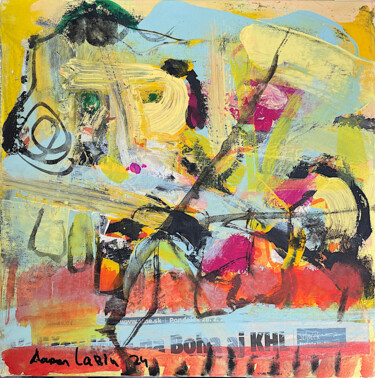 Картина под названием "Yellow Fantasy I" - Aaron Labin (Grogoryan), Подлинное произведение искусства, Акрил Установлен на Де…