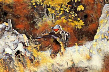 Digital Arts titled "Paintball Player" by Aaron Pichilin, Original Artwork, Manipulated Photography Mounted on Wood Stretche…