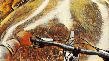 Arts numériques intitulée "Mountainbike" par Aaron Pichilin, Œuvre d'art originale, Photo montage Monté sur Châssis en bois
