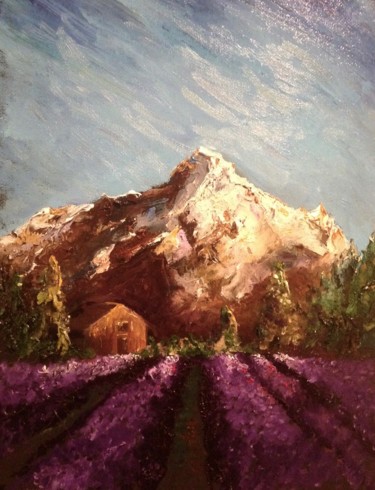 Malerei mit dem Titel "Germany Alps" von Larry Aarons, Original-Kunstwerk, Öl