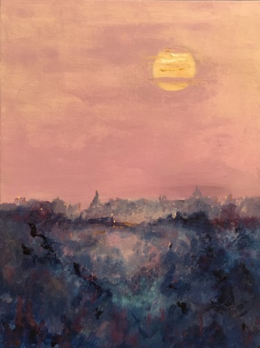 Pittura intitolato "Paris Sunrise" da Larry Aarons, Opera d'arte originale, Olio