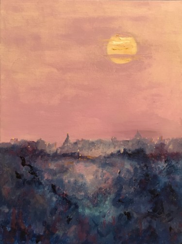 Malarstwo zatytułowany „Paris Sunrise” autorstwa Larry Aarons, Oryginalna praca, Olej