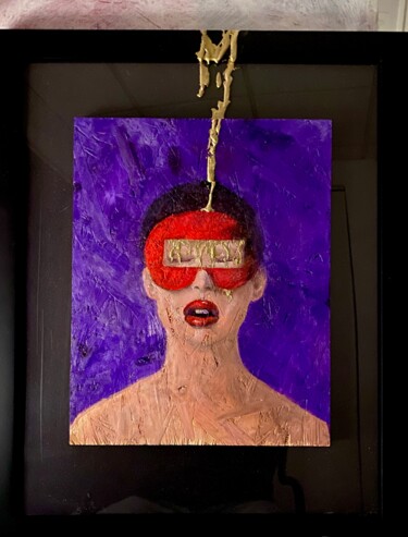 Картина под названием "Woman in Gold" - Larry Aarons, Подлинное произведение искусства, Масло