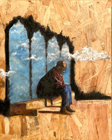 Картина под названием "The Windows To The…" - Larry Aarons, Подлинное произведение искусства, Масло Установлен на плексиглас