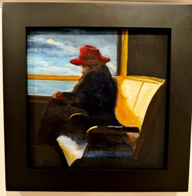 Картина под названием "Red Hat" - Larry Aarons, Подлинное произведение искусства, Масло