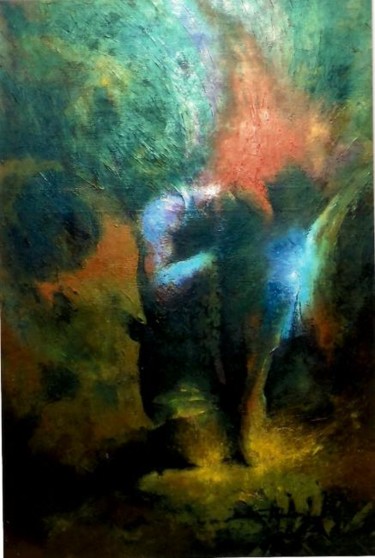 Painting titled "kneel" by Aaron Thokchom, Original Artwork