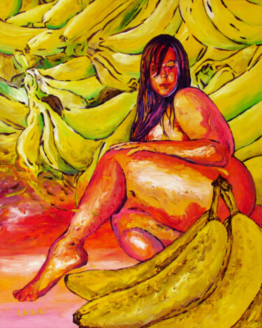 Painting titled "Banana Boat" by Aarron Laidig, Original Artwork, Acrylic