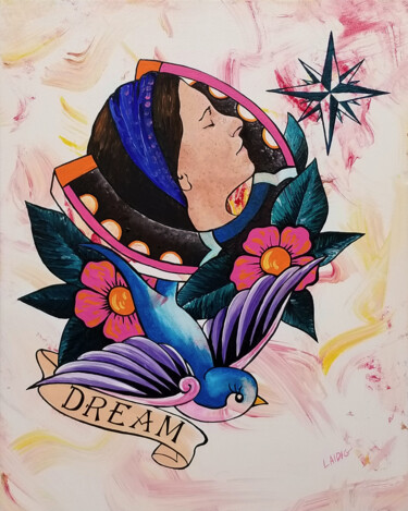 Painting titled "Dream Tradition Ins…" by Aarron Laidig, Original Artwork, Acrylic Mounted on Wood Stretcher frame