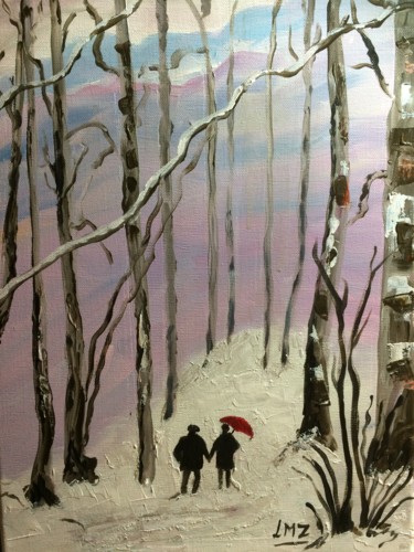 Malerei mit dem Titel "Le Chemin" von Leila Zarif, Original-Kunstwerk, Acryl