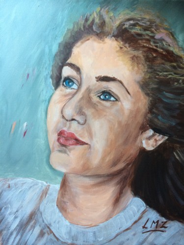 Painting titled "Simone Veil Jeune" by Leila Zarif, Original Artwork, Acrylic