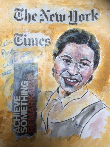 Painting titled "Rosa Parks 2" by Leila Zarif, Original Artwork, Acrylic