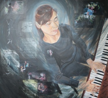 「La Musique de Mariko」というタイトルの絵画 Leila Zarifによって, オリジナルのアートワーク, アクリル
