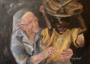 Peinture intitulée "Soeur Emmanuelle, L…" par Leila Zarif, Œuvre d'art originale, Acrylique