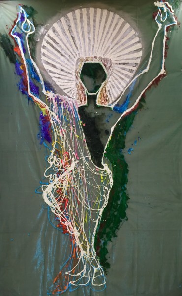 Malerei mit dem Titel "The Lord, my world-…" von Aatmica Ojha, Original-Kunstwerk, Acryl