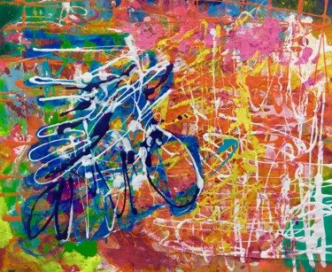 Malerei mit dem Titel "An Adventurous Ride" von Aatmica Ojha, Original-Kunstwerk, Acryl