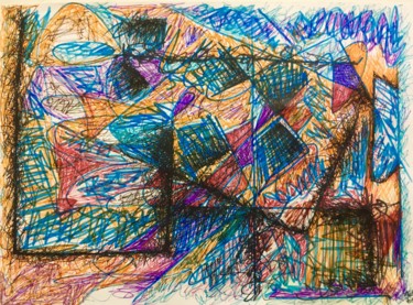 Картина под названием "Structured Scribble" - Aatmica Ojha, Подлинное произведение искусства, Маркер