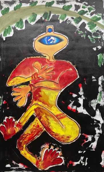 Malerei mit dem Titel "Nrtyaangana" von Aatmica Ojha, Original-Kunstwerk, Acryl