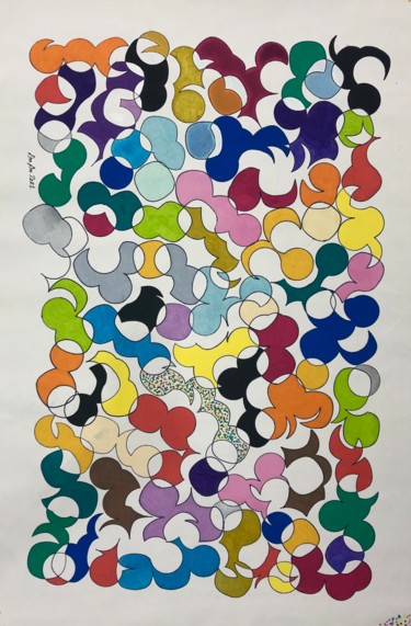 Peinture intitulée "Shapes .." par Aatmica Ojha, Œuvre d'art originale, Acrylique