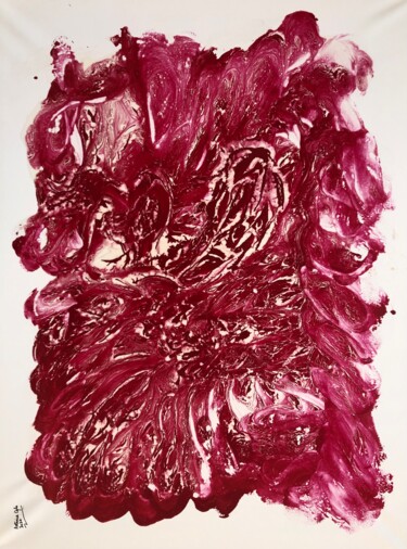 Peinture intitulée "Fluid Emotions: Red" par Aatmica Ojha, Œuvre d'art originale, Acrylique Monté sur Châssis en bois