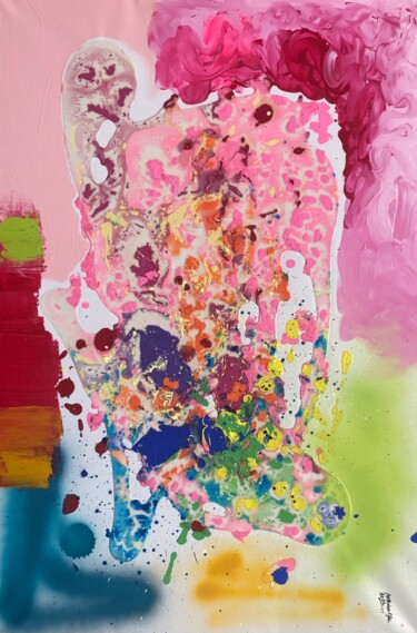 Peinture intitulée "Fluid Emotions: Pink" par Aatmica Ojha, Œuvre d'art originale, Acrylique Monté sur Châssis en bois