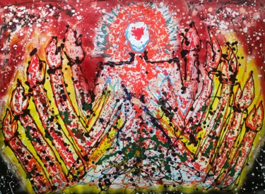 Malerei mit dem Titel "The Blessing Christ" von Aatmica Ojha, Original-Kunstwerk, Acryl