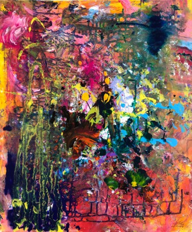 Картина под названием "Bouquet Beautiful" - Aatmica Ojha, Подлинное произведение искусства, Акрил Установлен на Деревянная р…