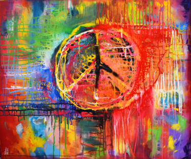 Pittura intitolato "The Peace Symbol !" da Aatmica Ojha, Opera d'arte originale, Acrilico