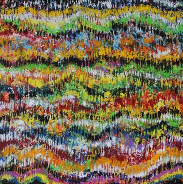 Painting titled "Flower Mountains" by Aatmica Ojha, Original Artwork, Acrylic