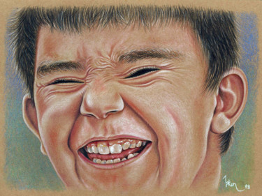 Dessin intitulée "Laughing Boy-2" par Askin Ayrancioglu, Œuvre d'art originale, Pastel