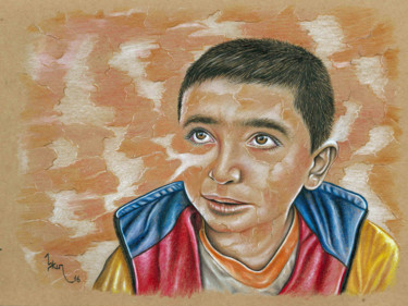 Drawing titled "Child" by Askin Ayrancioglu, Original Artwork, Pastel