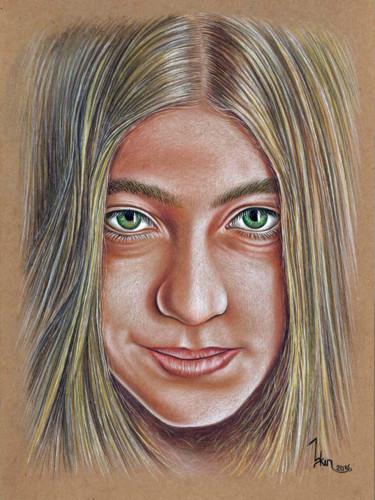 "Green Eyed Girl" başlıklı Resim Askin Ayrancioglu tarafından, Orijinal sanat, Pastel